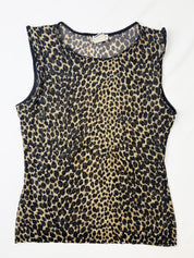 Dolce & Gabbana Intimo 1990s Leopard Print Scallop Trim Mesh Tank - M/L