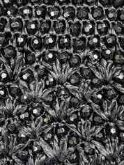 Vintage Black Beaded Crochet Evening Bag