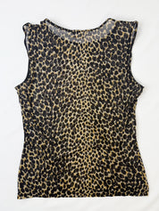 Dolce & Gabbana Intimo 1990s Leopard Print Scallop Trim Mesh Tank - M/L