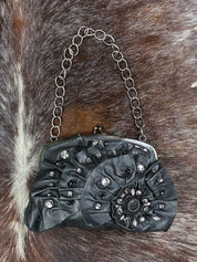 Phard 2000s Black Jeweled Leather Chain Bag