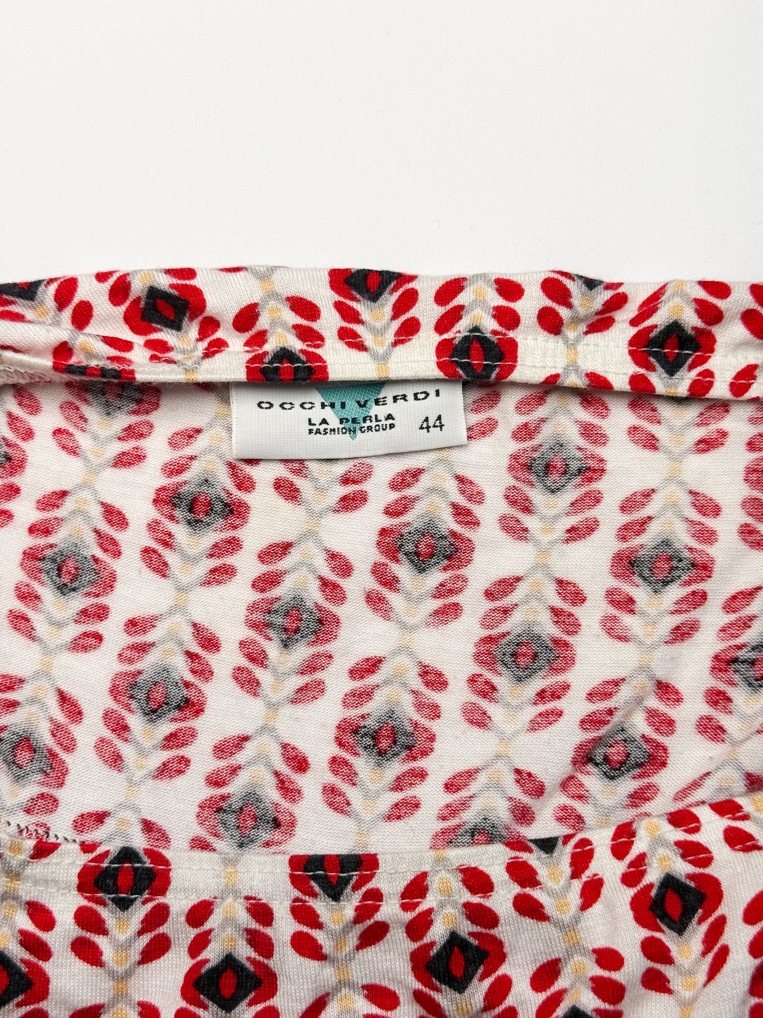 Occhi Verdi by La Perla 2000s red print halter set, flat lay