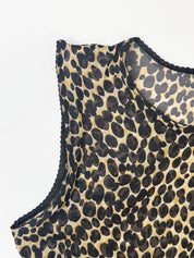 Dolce & Gabbana Intimo 1990s Leopard Print Scallop Trim Mesh Tank - M/L