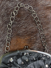 Phard 2000s Black Jeweled Leather Chain Bag