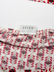 La Perla red geometric print ruffled mini skirt detail