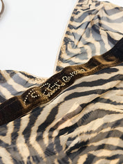 Roberto Cavalli 2000s Tiger Print Mesh Rhinestone Velvet Band Cami - S/M