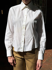 Dolce & Gabbana Cream Cotton Fitted Button-Down Shirt - S/M