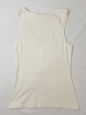 Oceano by La Perla 2000s White Ribbed Beaded Palm Tree Tank - XS/S
