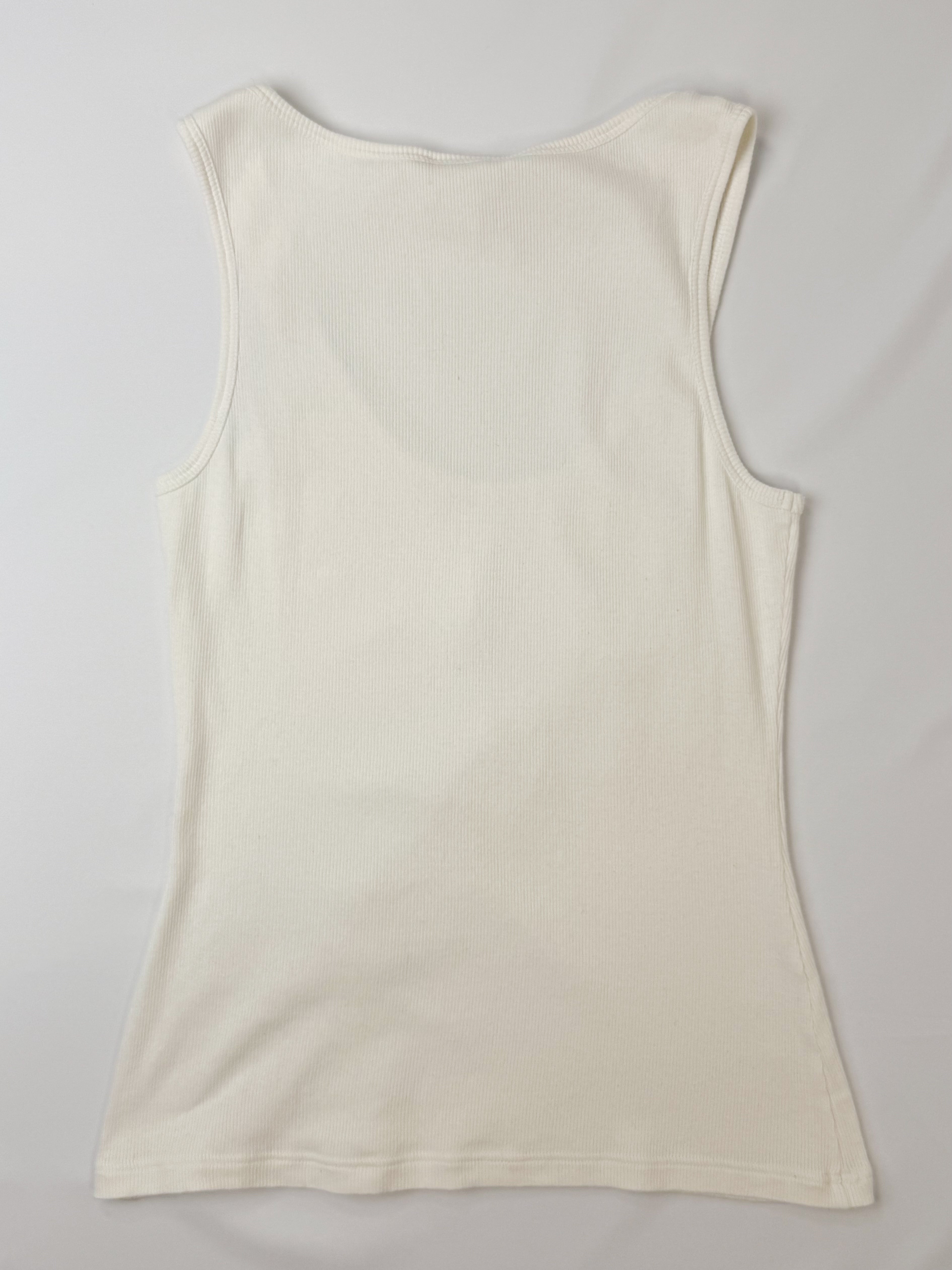 Oceano by La Perla 2000s White Ribbed Beaded Palm Tree Tank - XS/S