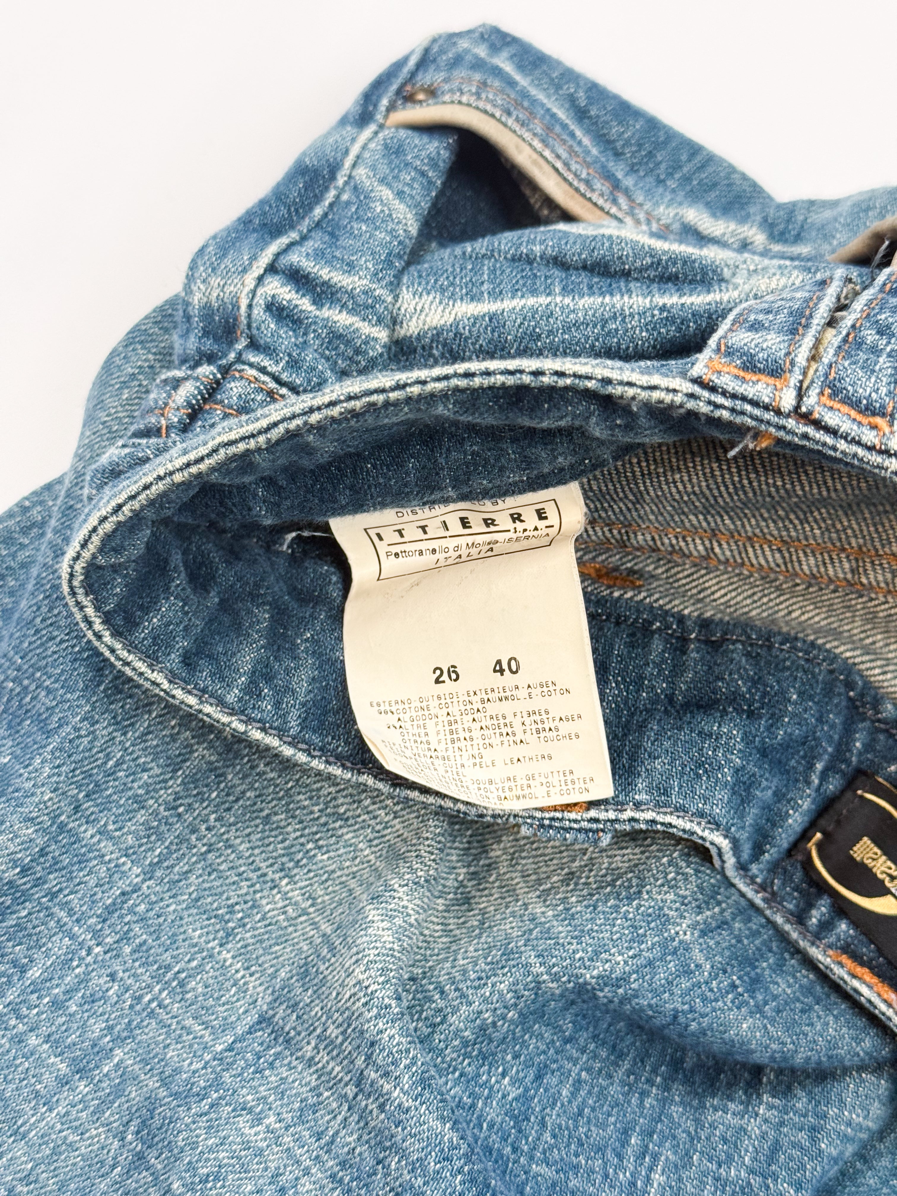 Just Cavalli 2000s Medium Wash Distressed Cow Hair Tab Bootcut Jeans - XS, W26