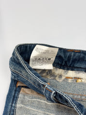 Just Cavalli 2000s Medium Wash Distressed Cow Hair Tab Bootcut Jeans - XS, W26