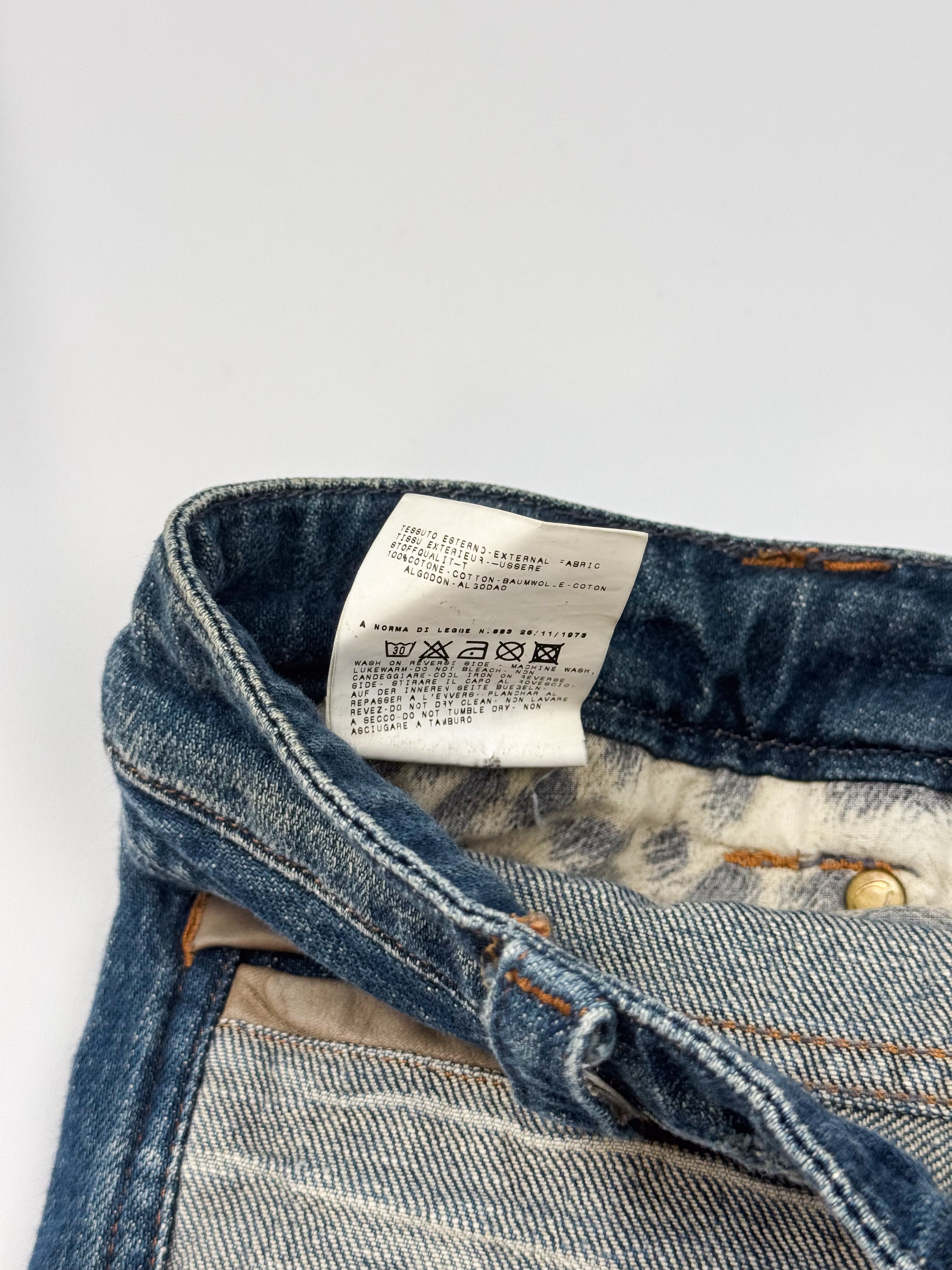 Just Cavalli 2000s Medium Wash Distressed Cow Hair Tab Bootcut Jeans - XS, W26