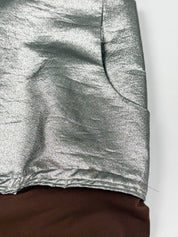 2000s Silver Metallic Lame and Handkerchief Hem Midi Skirt - S/M