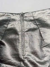 2000s Silver Metallic Lame and Handkerchief Hem Midi Skirt - S/M