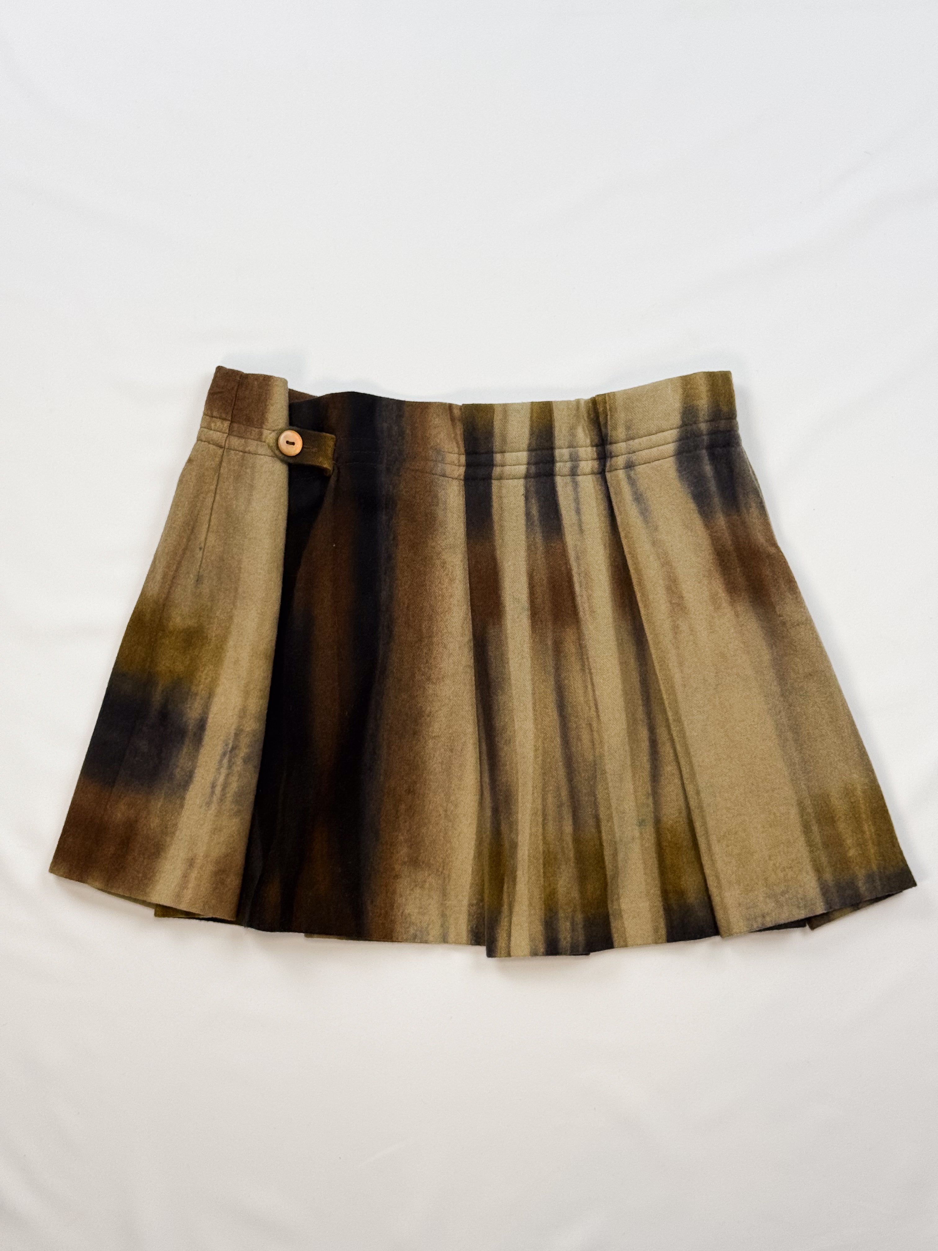 Plein Sud Jeans 1990s Earthy Mohair Pleated Mini Skirt - S