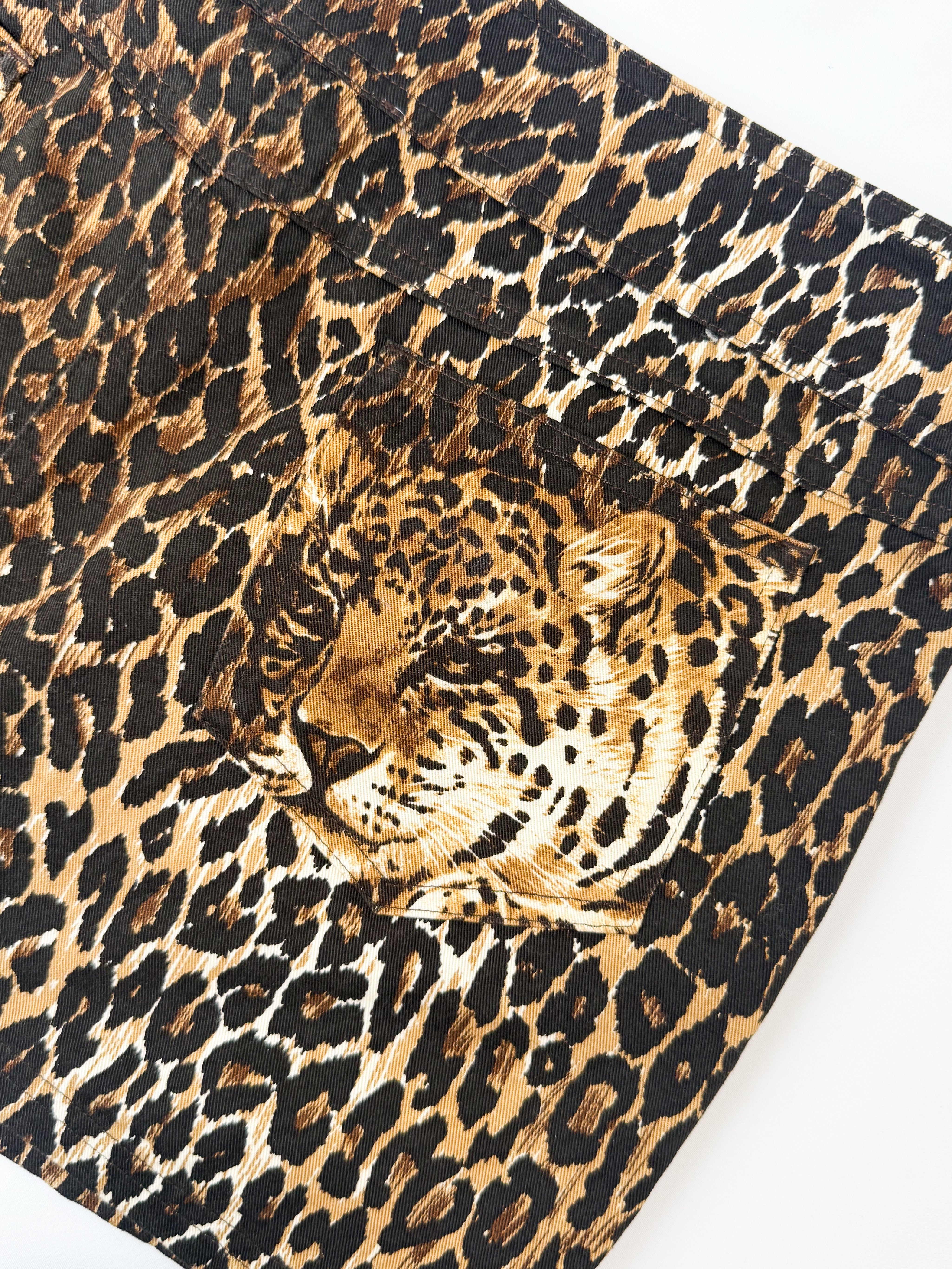 Dolce & Gabbana Beachwear 2000s Leopard Print Sleeping Leopard Micro Mini Skirt - W33