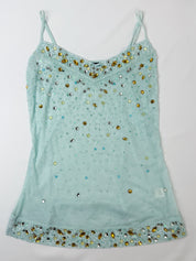 List 2000s Mint Mesh Gem Rhinestone Embellished Cami - M