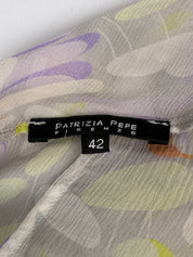 Patrizia Pepe 2000s Grey Floral Print One-Shoulder High-Low Dress - XS/S