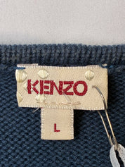 Kenzo 2000s Teal Floral Intarsia Knit Tank - S/M