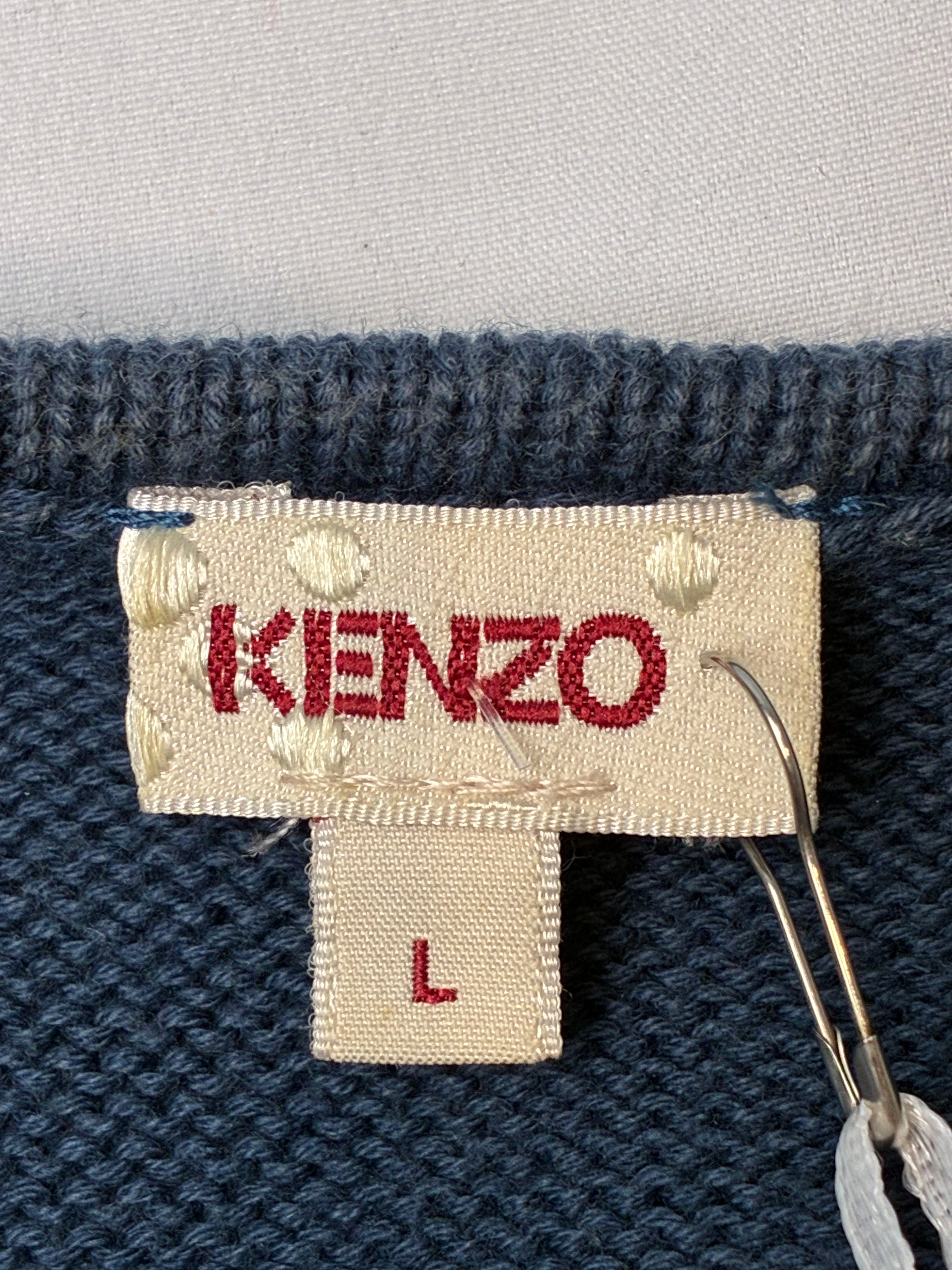 Kenzo 2000s Teal Floral Intarsia Knit Tank - S/M