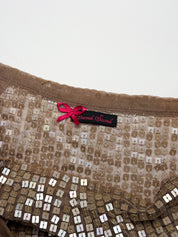 Iridescent square sequin wrap skirt, Y2K, ribbon tie
