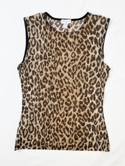 Dolce & Gabbana Intimo 1990s Leopard Print Scallop Trim Mesh Tank - S