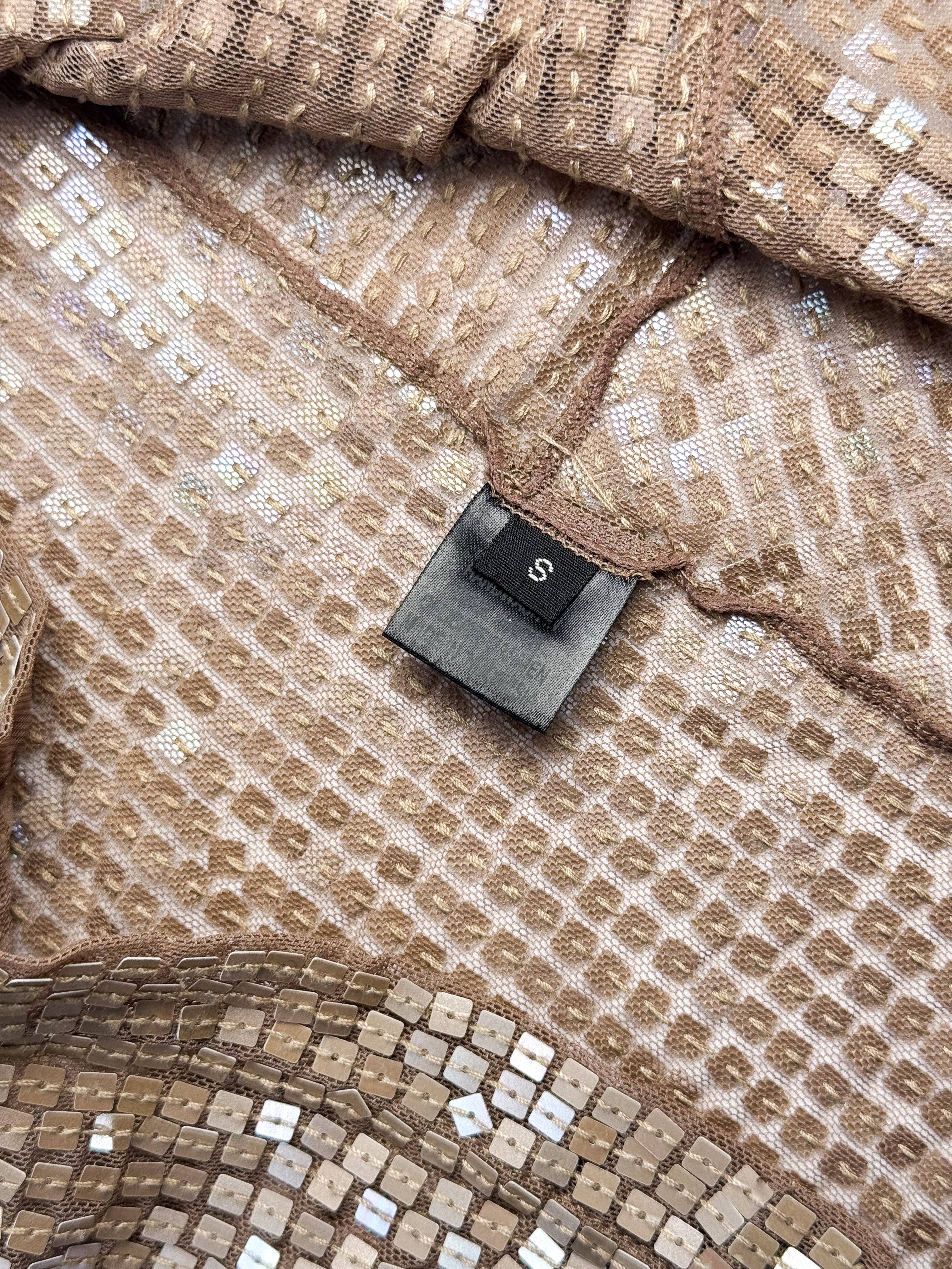 Sama Sama bronze sequin asymmetric wrap mini skirt detail
