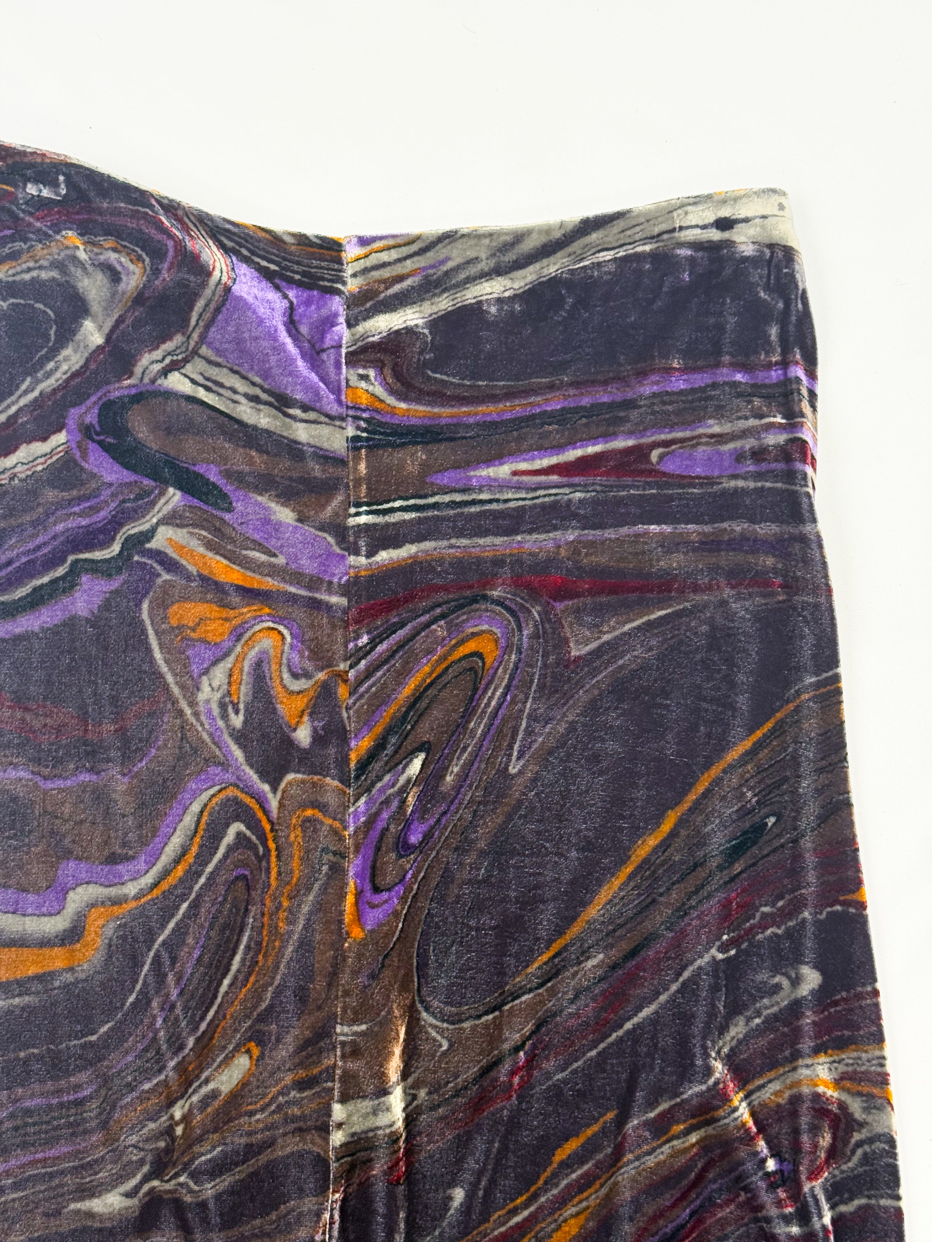 Etro velvet midi skirt grey silk lining and waistband