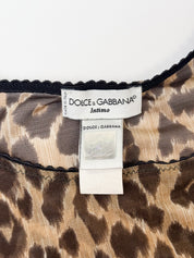 Dolce & Gabbana Intimo 1990s Leopard Print Scallop Trim Mesh Tank - S