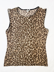 Dolce & Gabbana Intimo 1990s Leopard Print Scallop Trim Mesh Tank - M/L