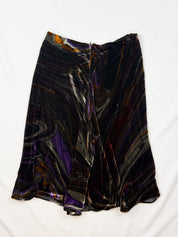 Etro purple marble swirl velvet midi skirt, front view