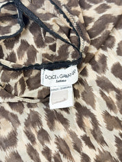 Dolce & Gabbana Intimo 1990s Leopard Print Scallop Trim Mesh Tank - M/L