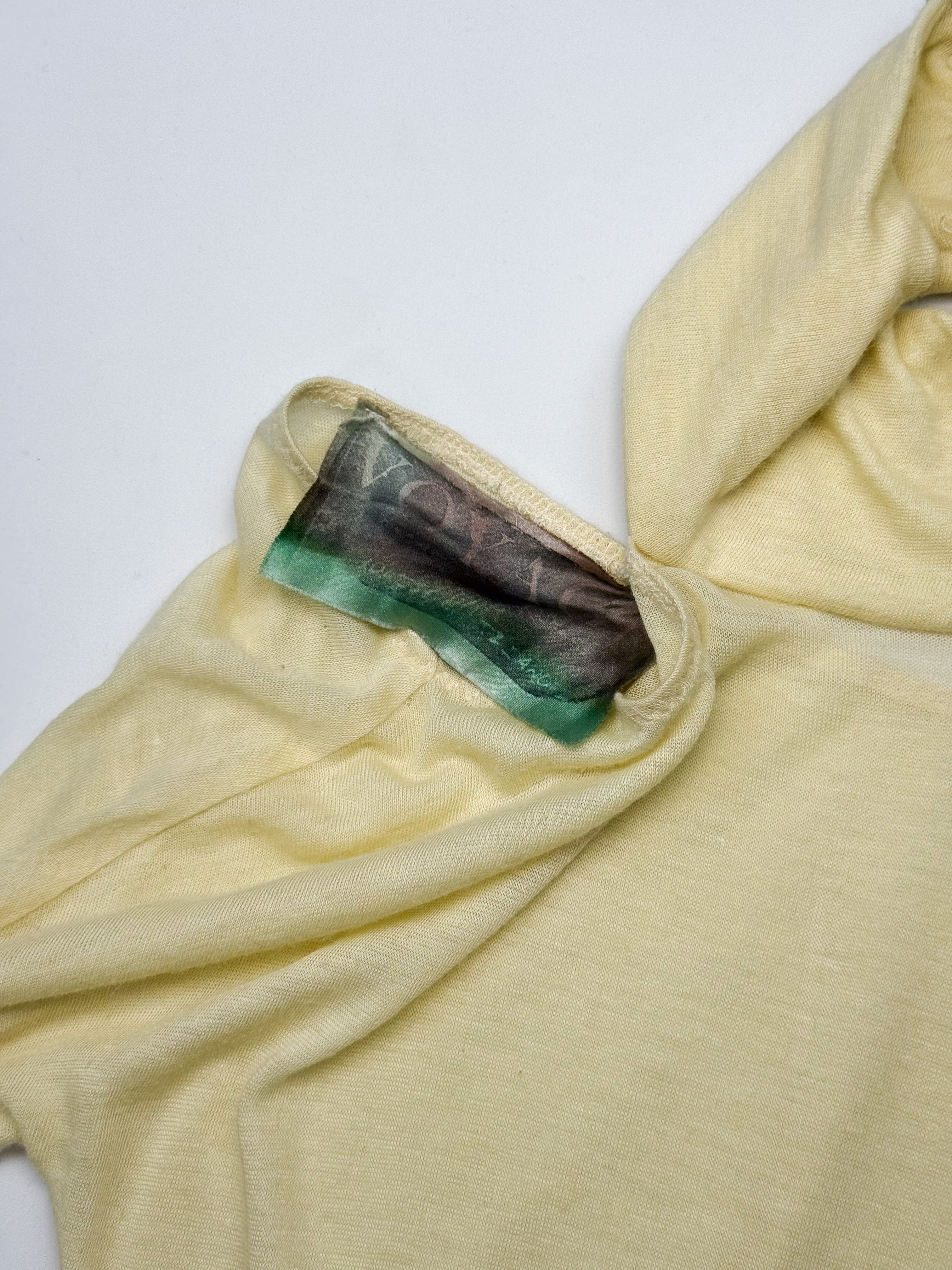Voyage 2000s Cream Sequin-Trim Cut-Out Shoulder Turtleneck - XS