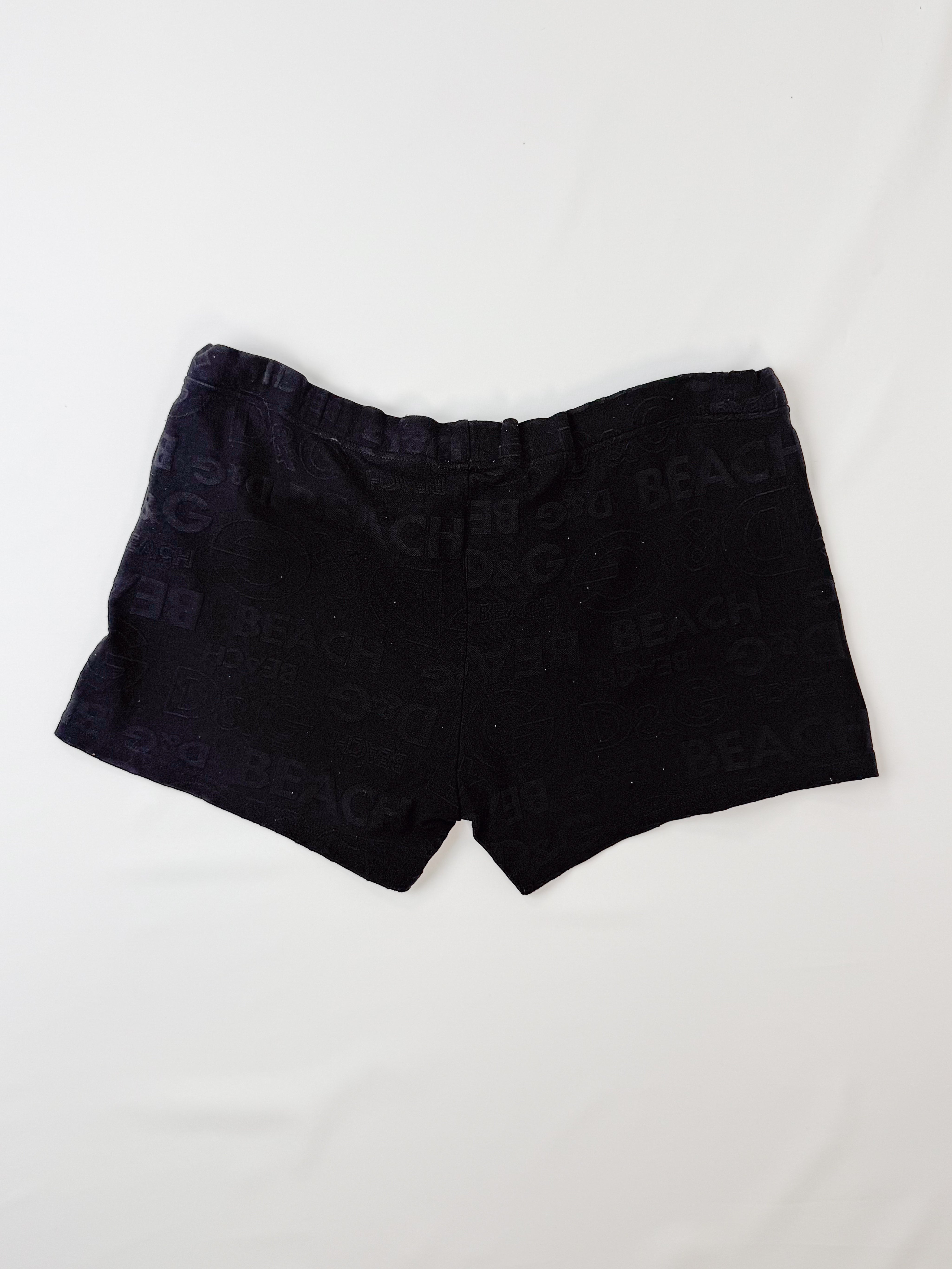 D&G Dolce & Gabbana Beachwear 2000s Tonal Logo Jacquard Micro Shorts - M/L