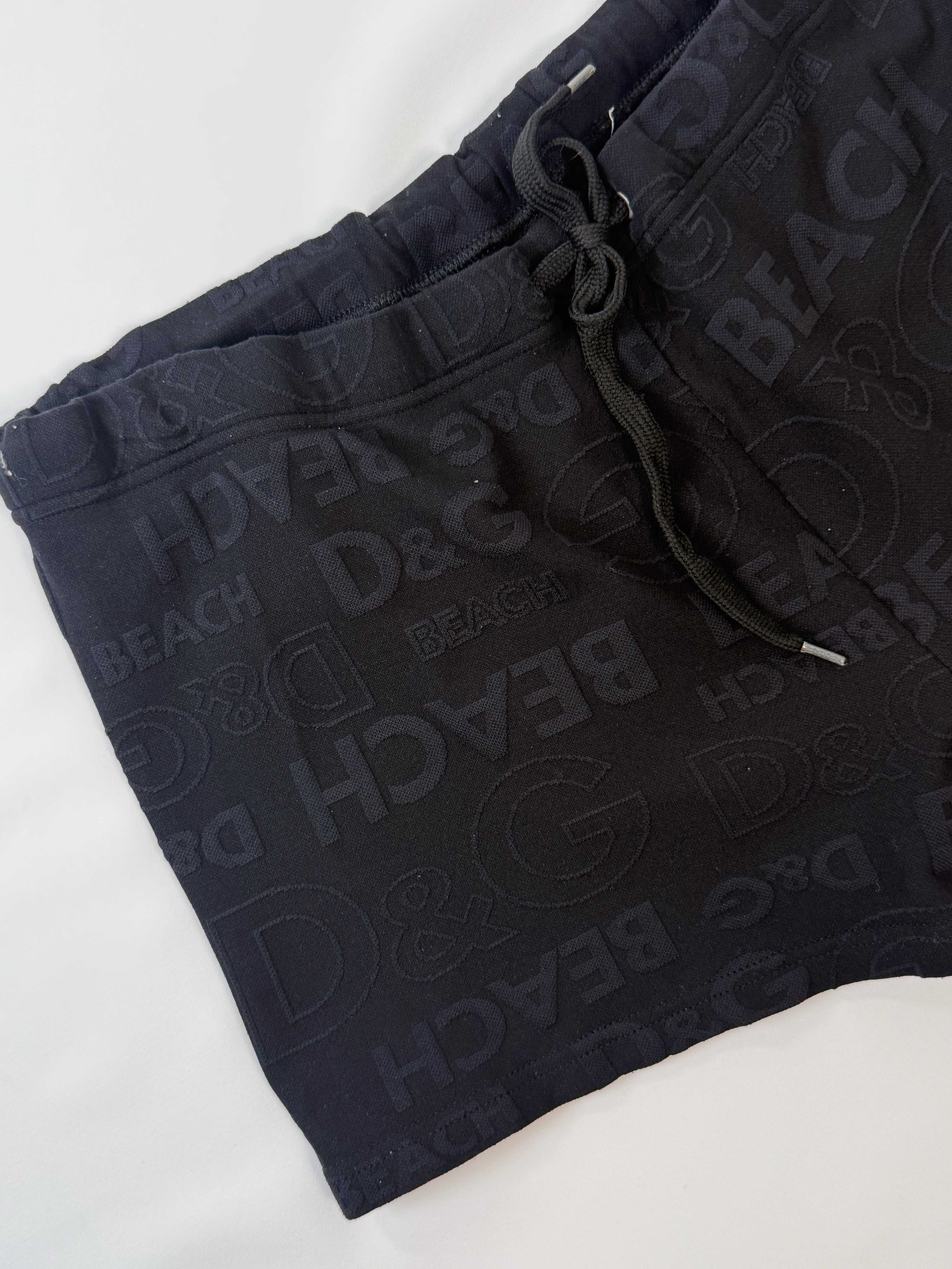 D&G Dolce & Gabbana Beachwear 2000s Tonal Logo Jacquard Micro Shorts - M/L