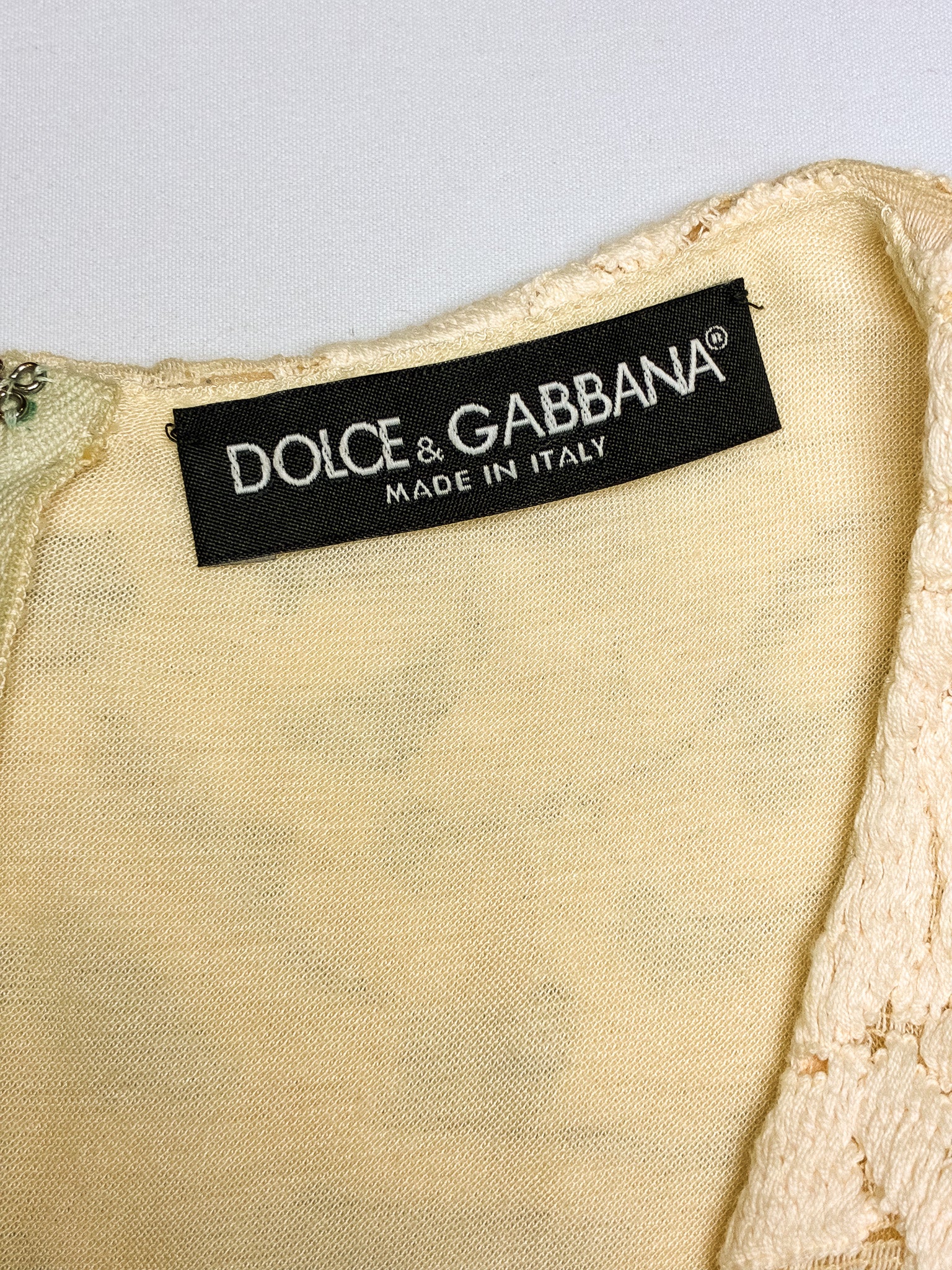 Dolce & Gabbana 2000s Beige Floral Lace Mini Dress - S