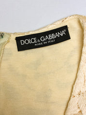 Dolce & Gabbana 2000s Beige Floral Lace Mini Dress - S