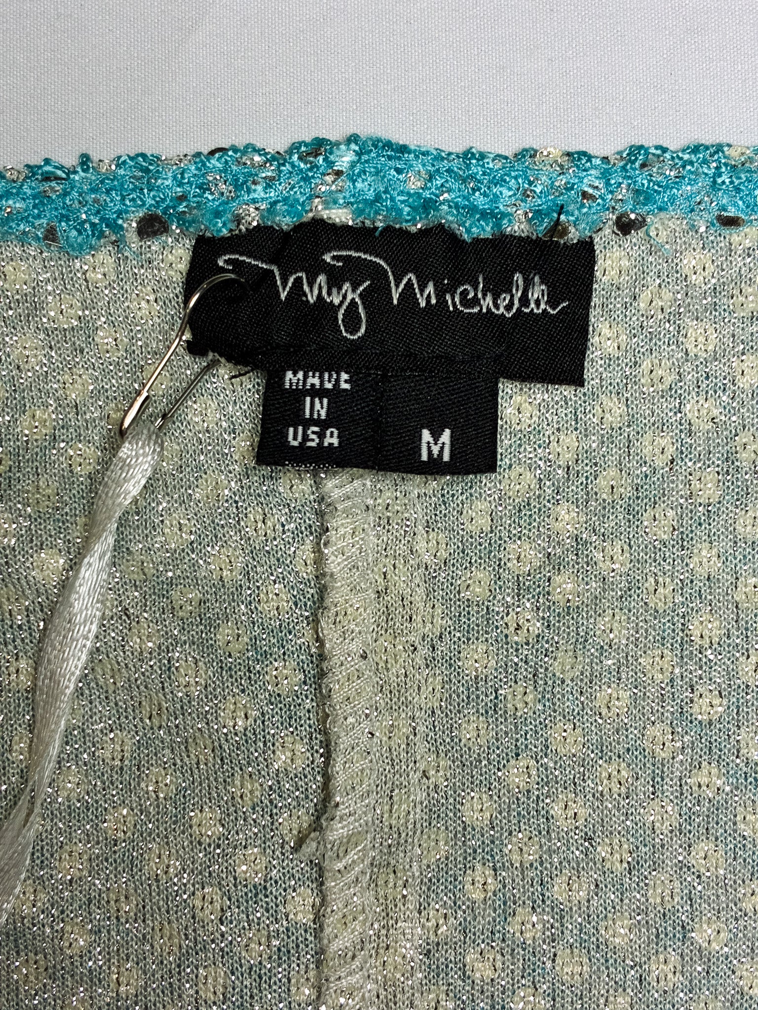 My Michelle 2000s Turquoise Mirror Sequin Fringe Midi Dress - S/M