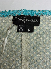 My Michelle 2000s Turquoise Mirror Sequin Fringe Midi Dress - S/M