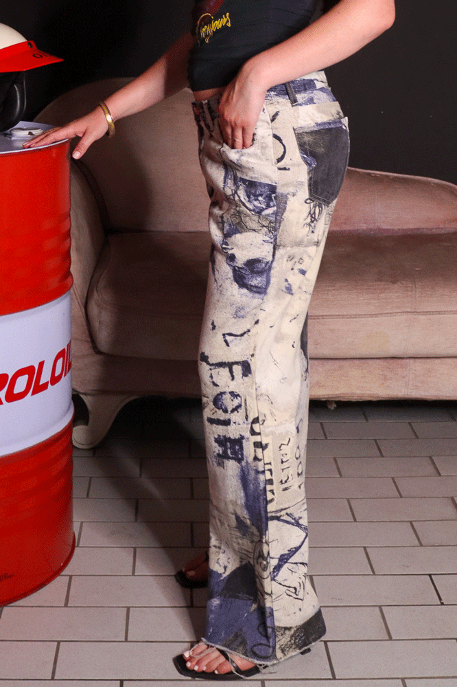 Just Cavalli 2000s Napoleon Print Graffiti Jeans