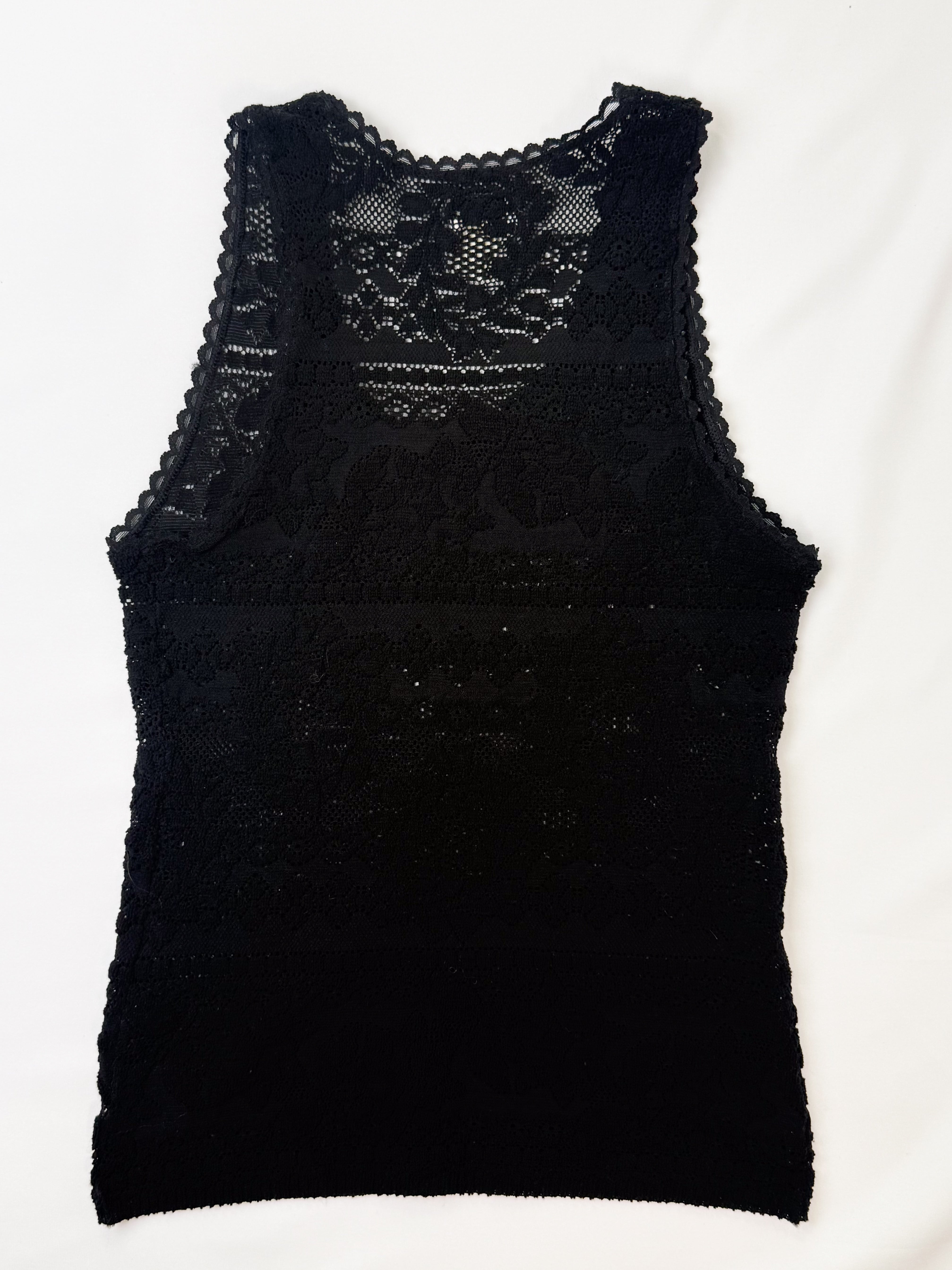 Suggest by Pain de Sucre 2000s Black Stretch Lace Tank - S