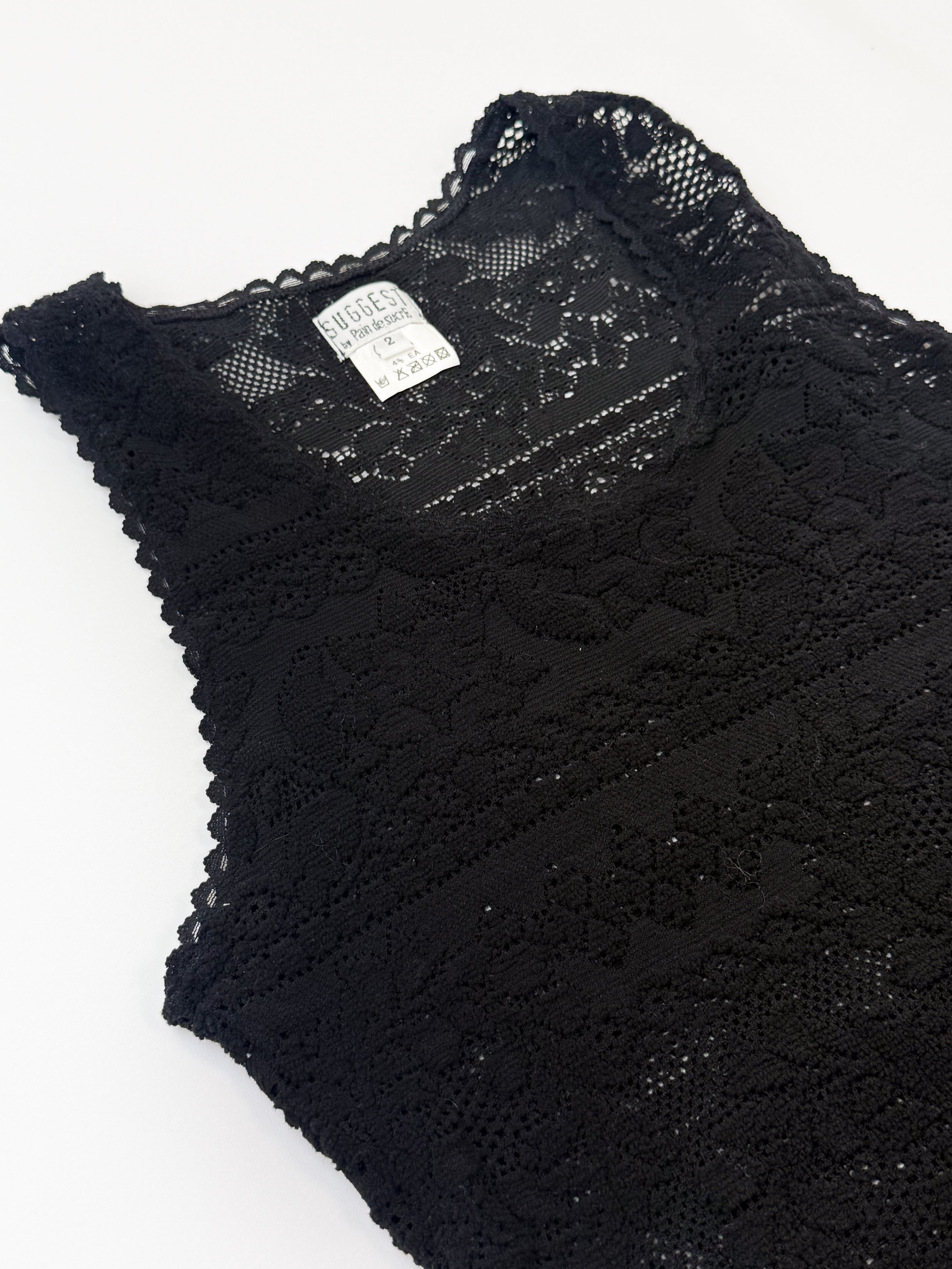 Suggest by Pain de Sucre 2000s Black Stretch Lace Tank - S
