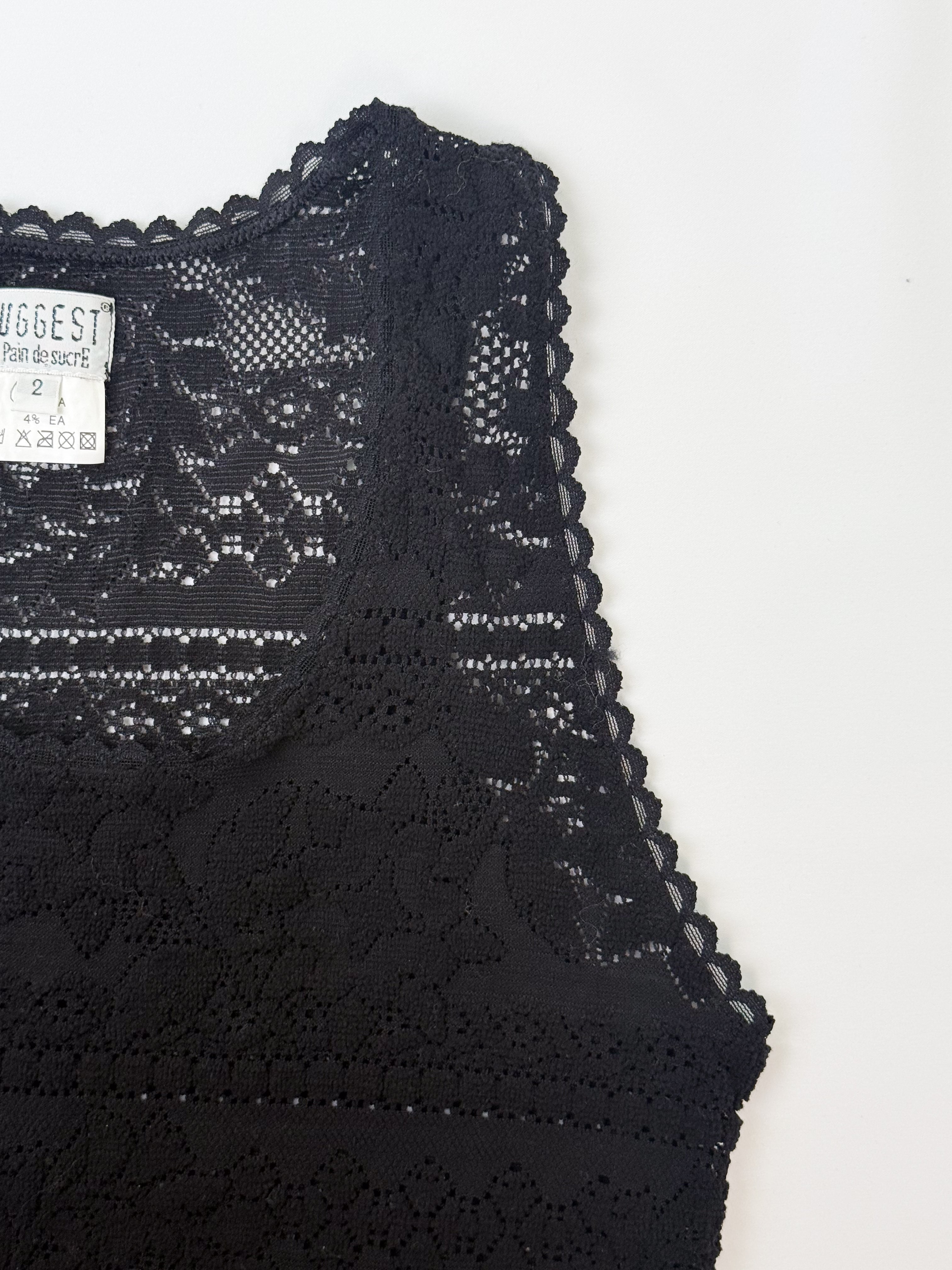 Suggest by Pain de Sucre 2000s Black Stretch Lace Tank - S