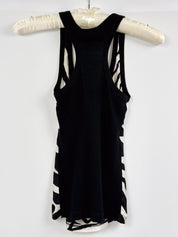 D&G Dolce & Gabbana 2000s Black and Cream Zebra Print Silk Racerback Tank - XS/S