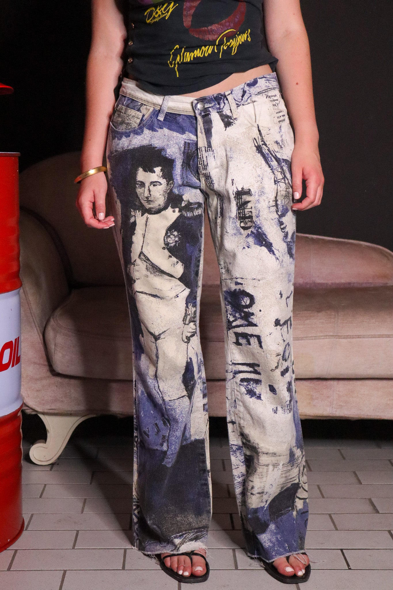 Just Cavalli 2000s Napoleon Print Graffiti Jeans