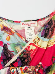 Christian Lacroix Jeans 2000s Maximalist Collage Print Ruched Tie Cami - S/M