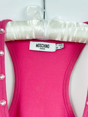 Moschino Jeans 2000s Pink "C'est L'Amour" Crystal Heart Graphic Racerback Tank - S