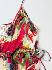 Christian Lacroix Jeans 2000s Maximalist Collage Print Ruched Tie Cami - S/M