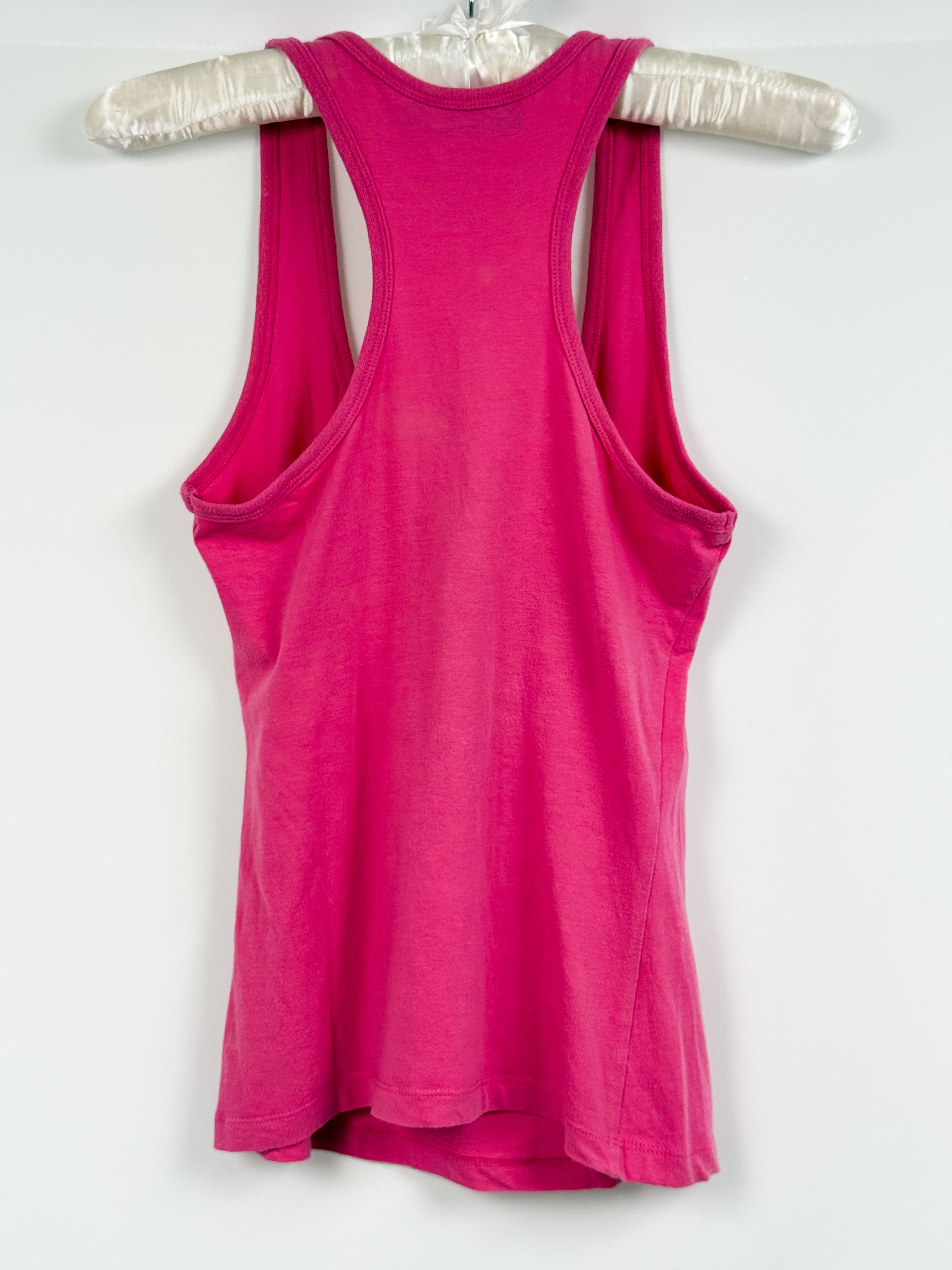 Moschino Jeans 2000s Pink "C'est L'Amour" Crystal Heart Graphic Racerback Tank - S