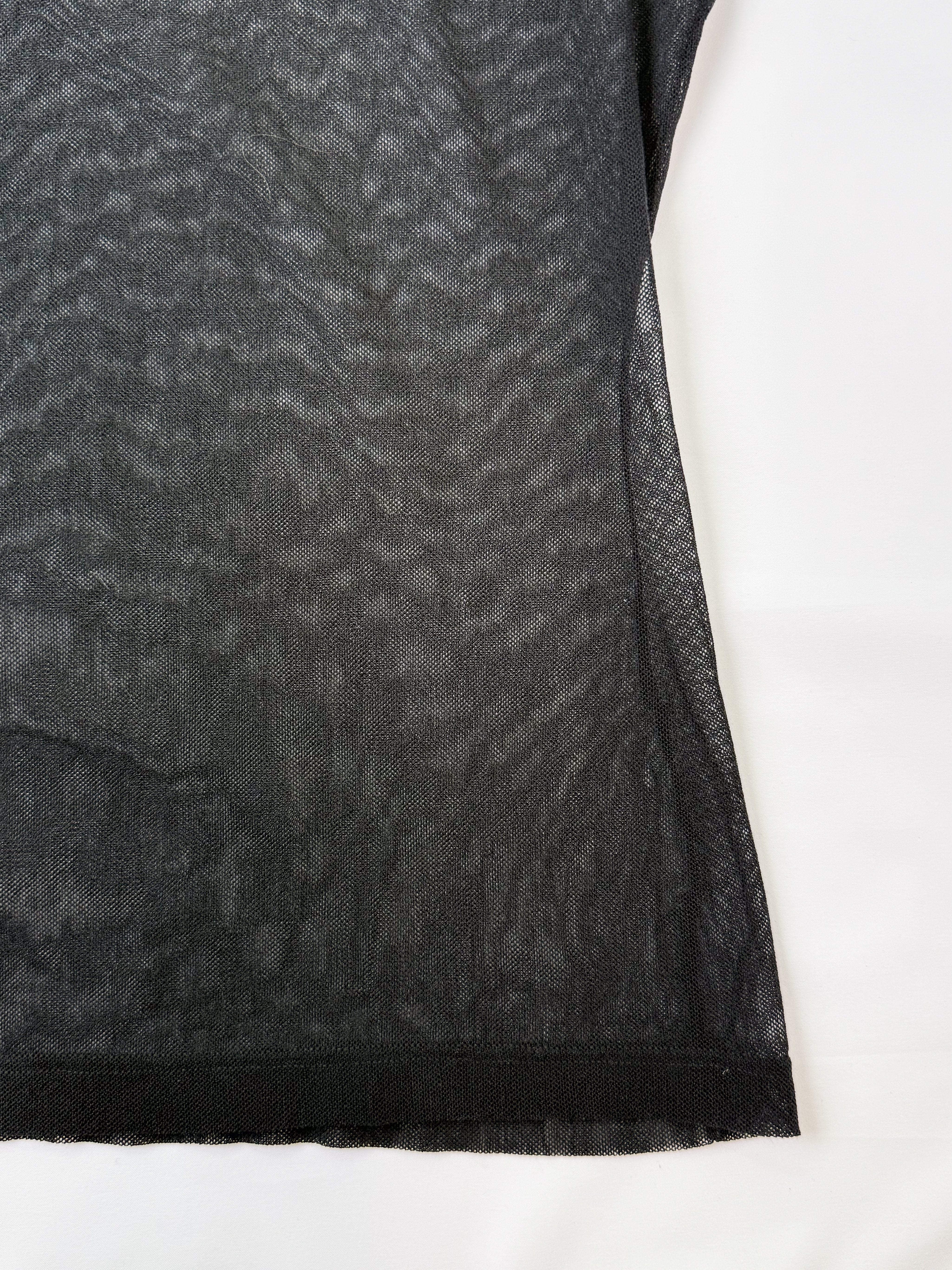 D&G Dolce & Gabbana Intimo 1990s Black Sheer Mesh Scallop Trim Tee - S/M