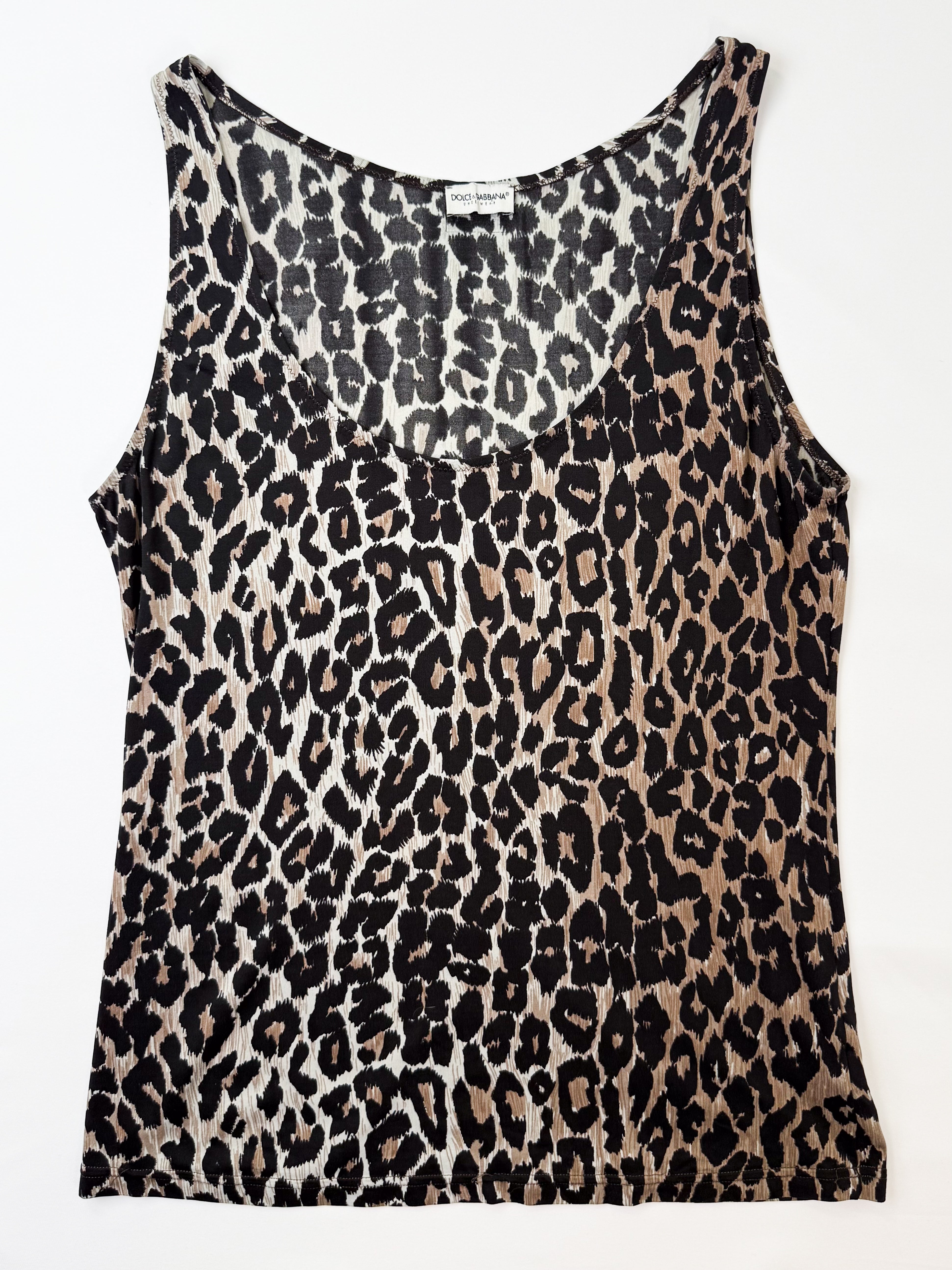 D&G Dolce & Gabbana Underwear 2000s Leopard Print Tank - M/L